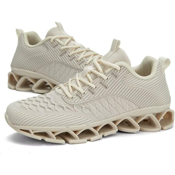 Women's Z75 Beige Slip-On Walking Running Shoes Blade Sneakers Non-Slip Comfort - Picture 6 of 7